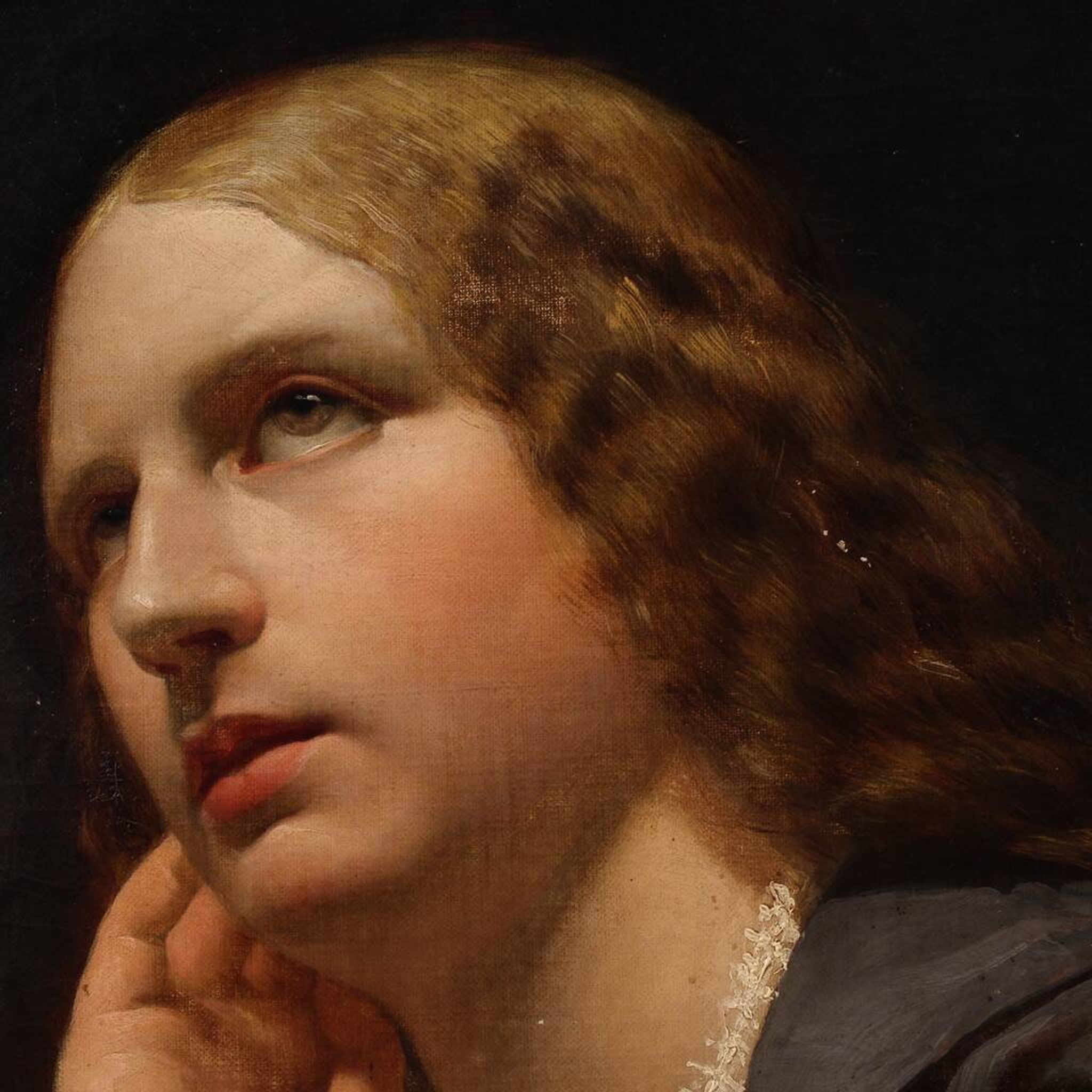Grand portrait de dame peint au XIXe siècle