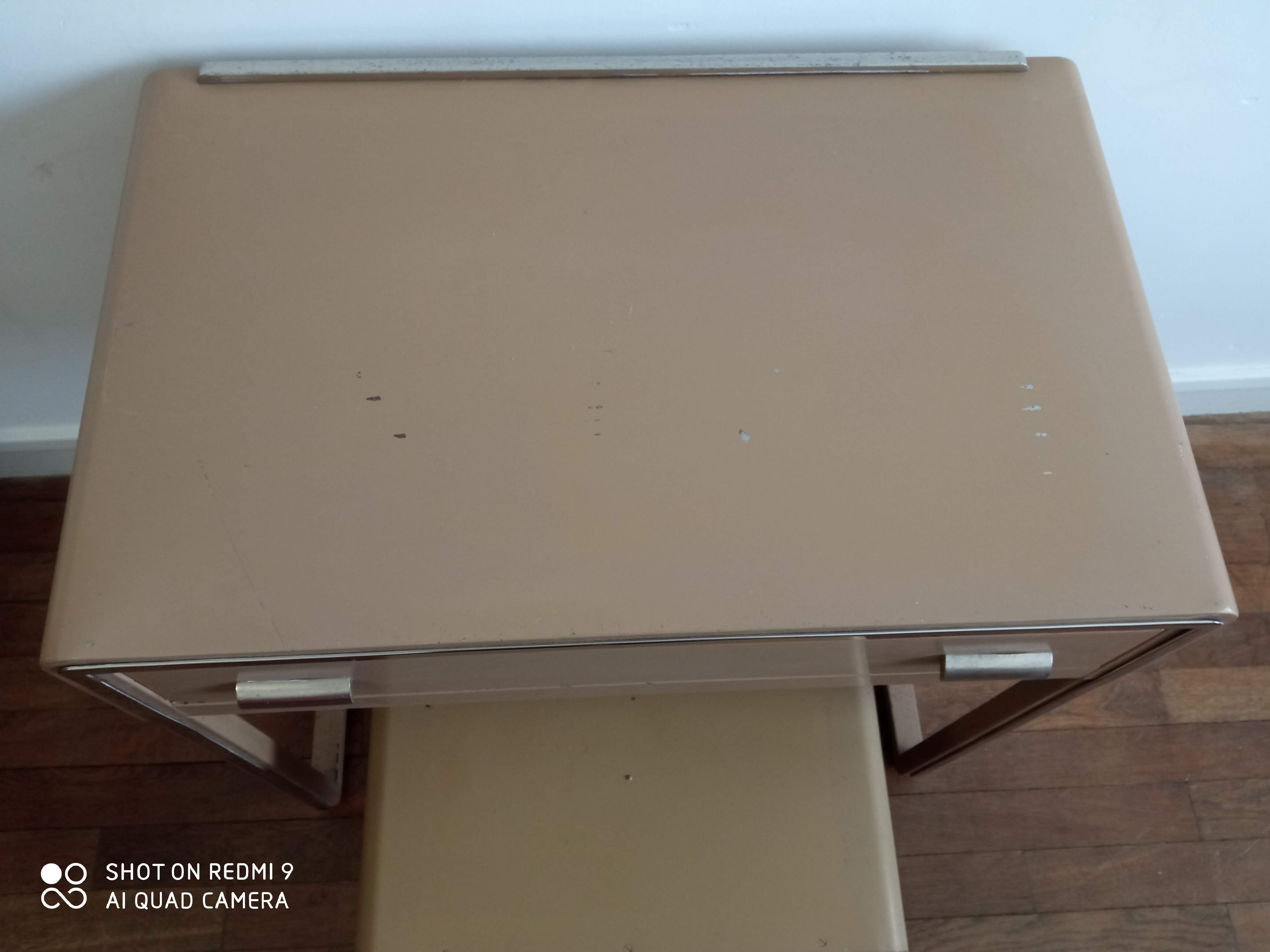 Vintage metal desk/ hairdresser and stool