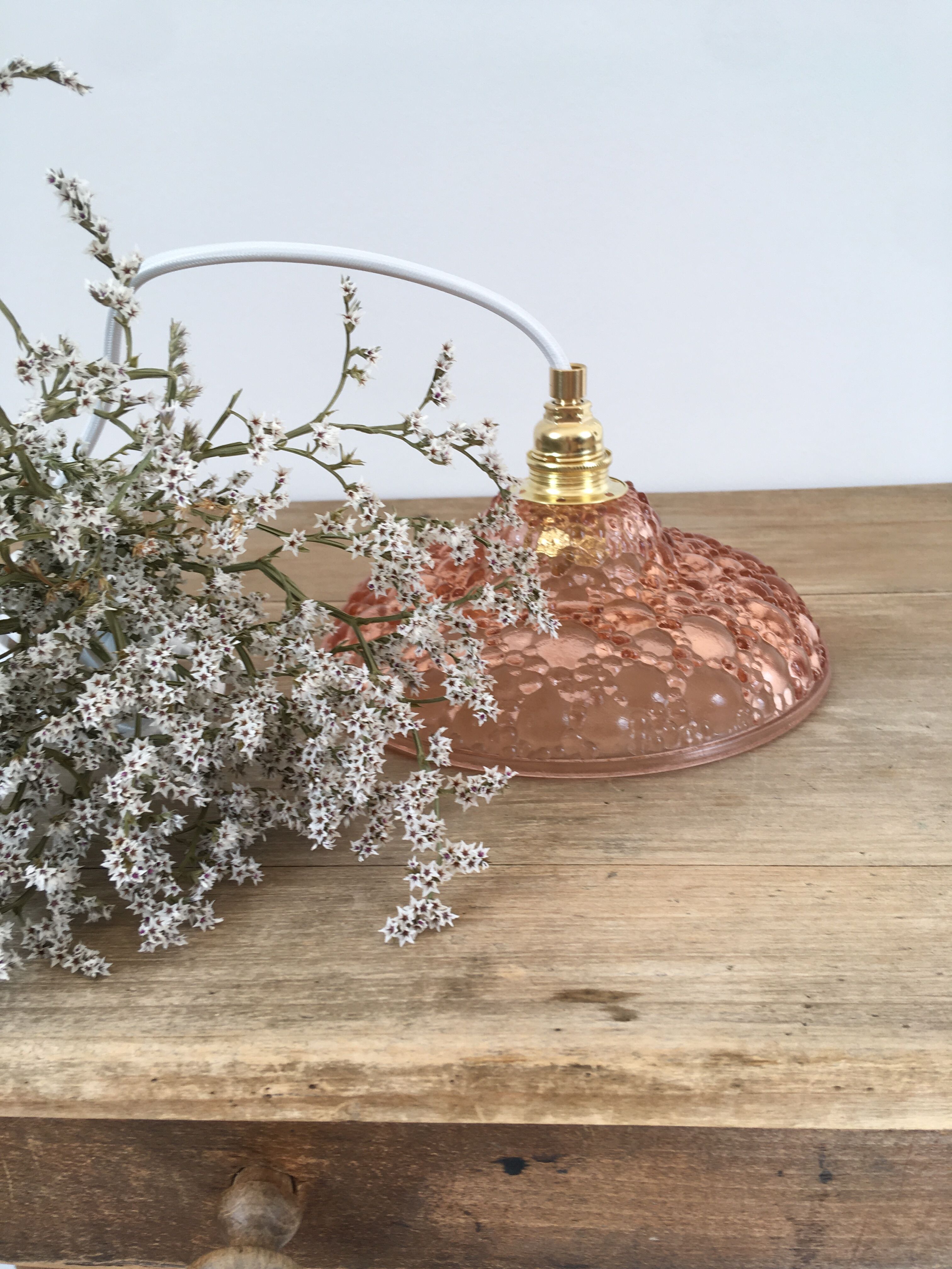 Bubble pink glass walking lamp