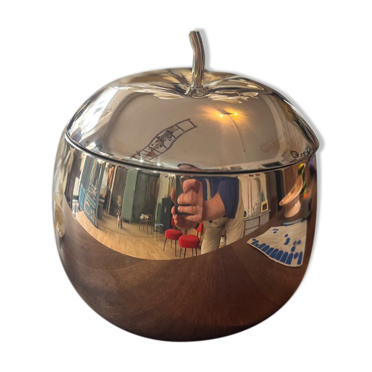 Silver metal apple ice bucket