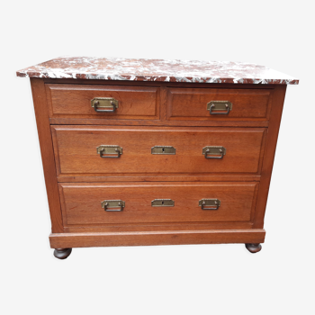 Oak chest of drawers and art deco marble.