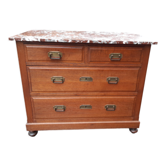 Oak chest of drawers and art deco marble.
