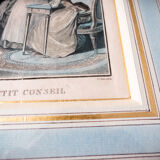 Framed engraving "Le petit conseil" by Janinet