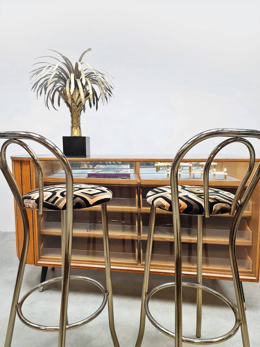 Midcentury vintage brass golden barstools 'eclectic'