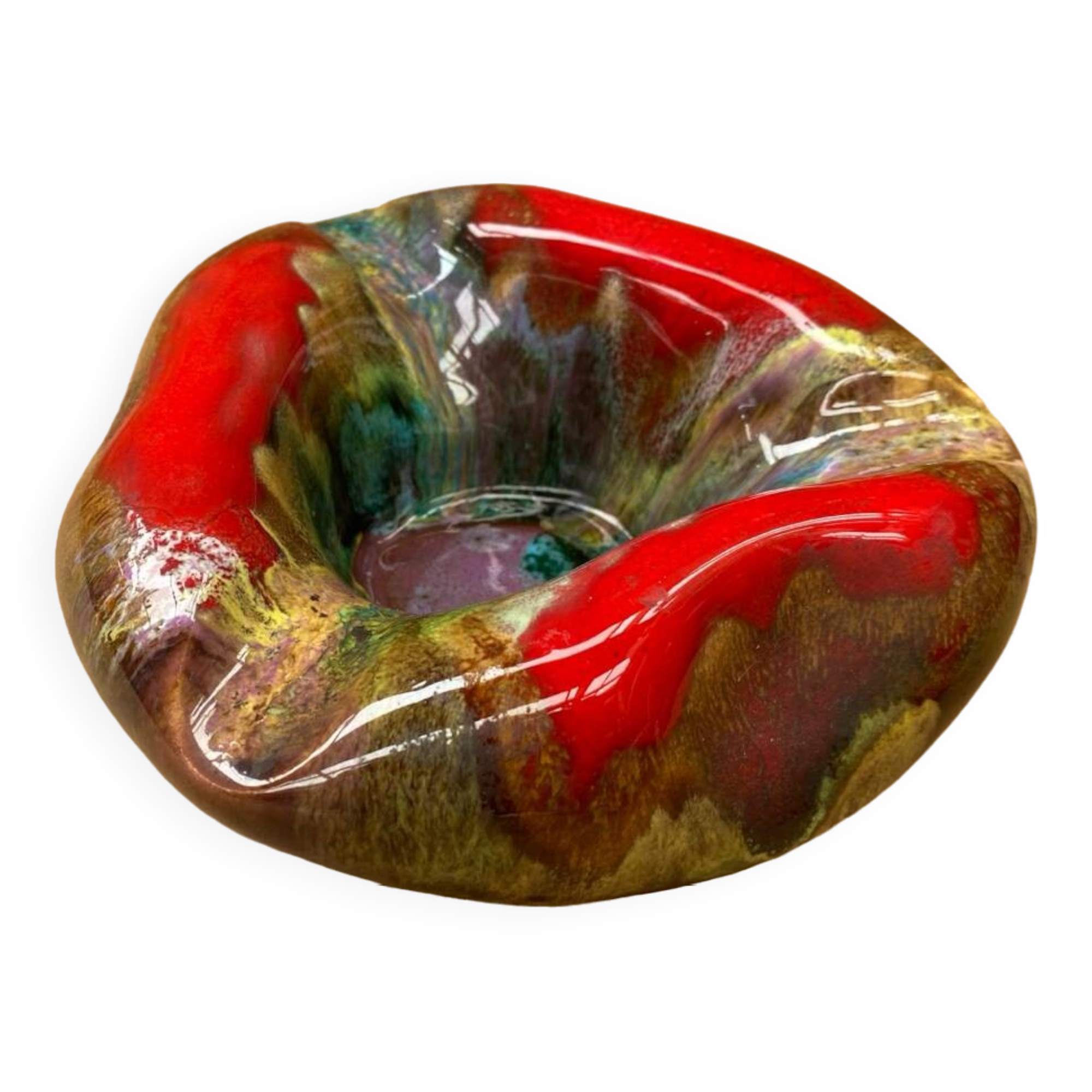 Antique Ashtray VALLAURIS Style Speckled Ceramic Vintage