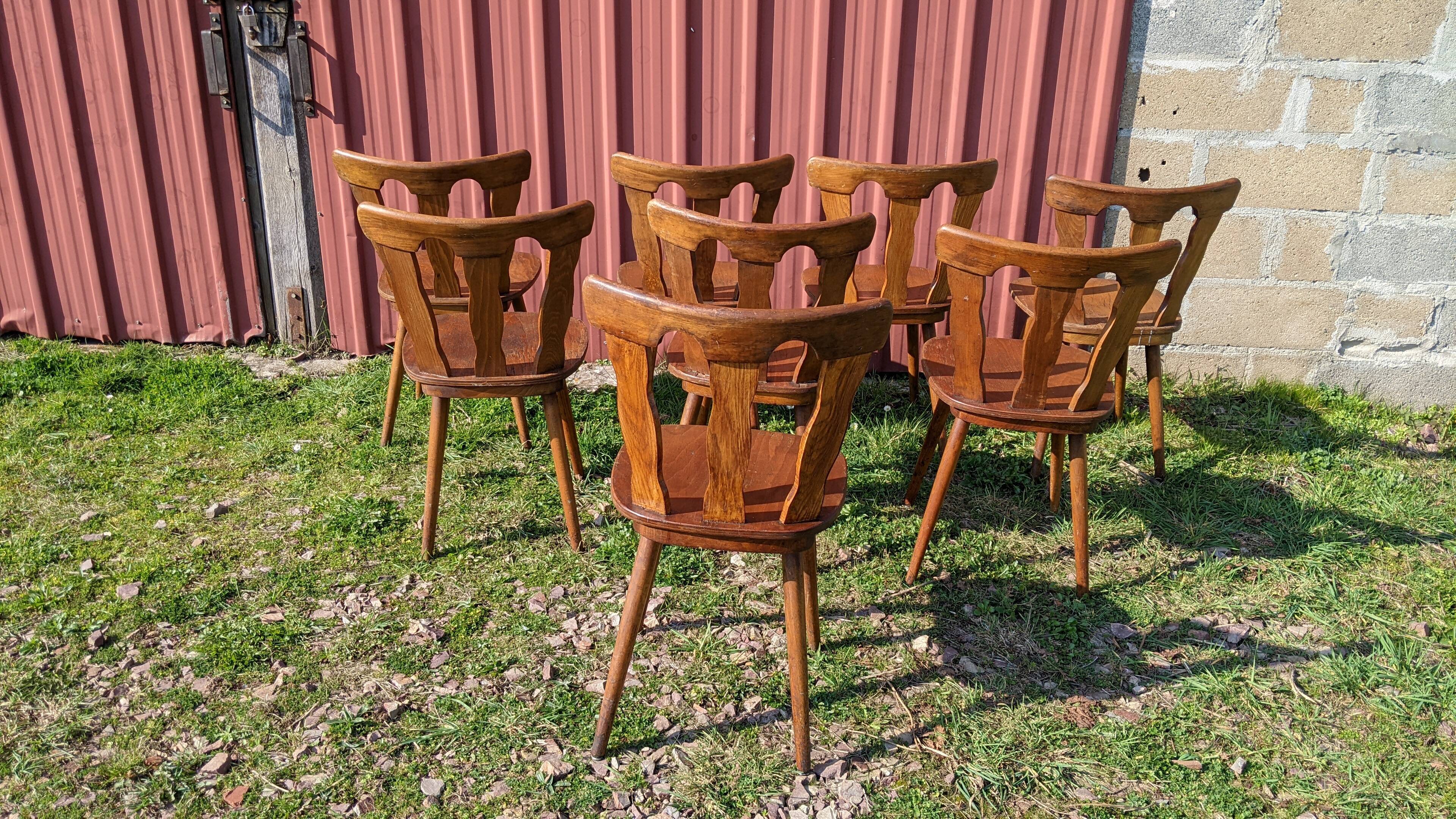 Série de 8 chaises de bistrot manufacture macorest kingersheim circa 1950