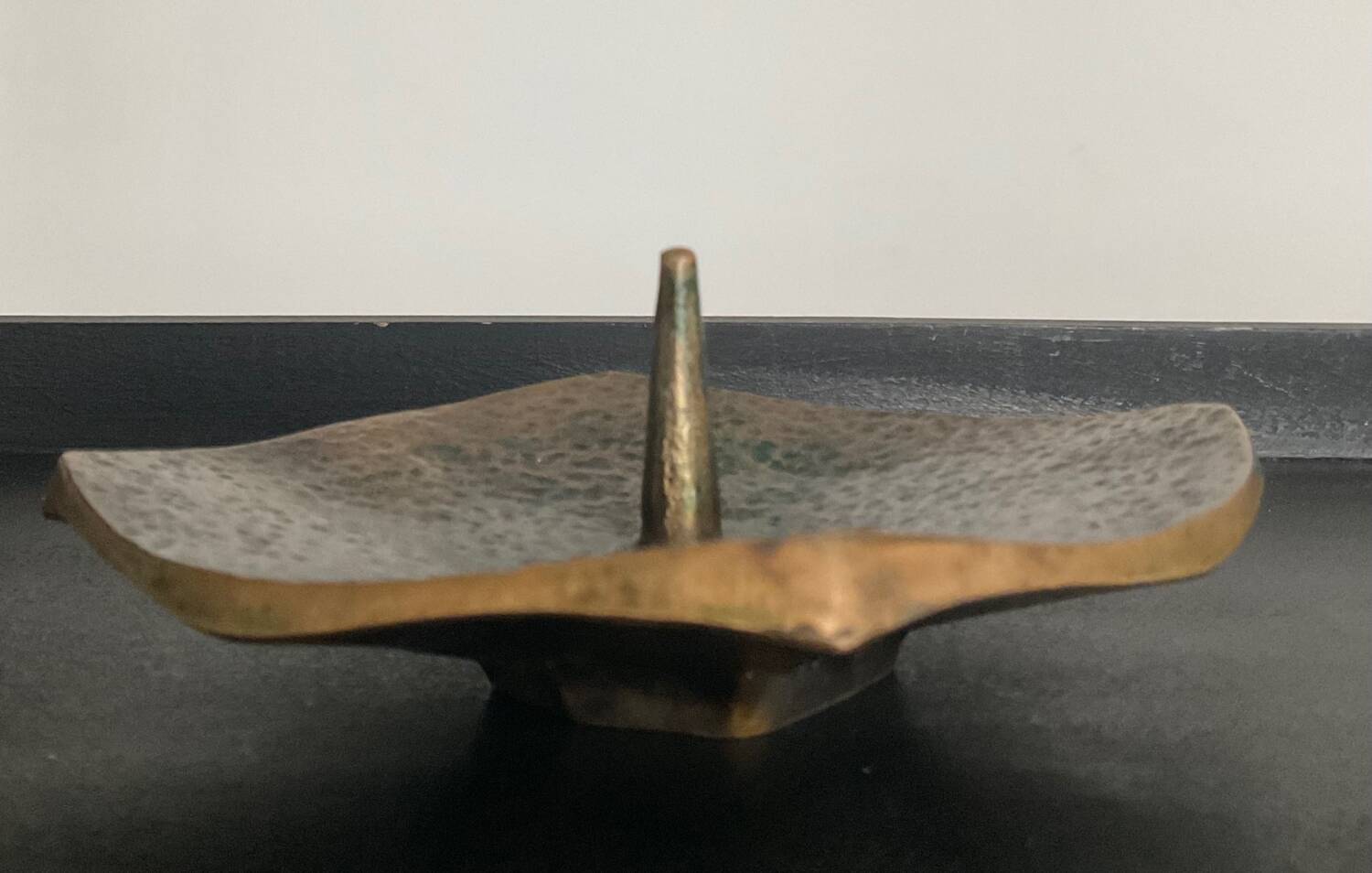 Brutalist bronze candle holder