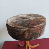 Lacquered metal stool with vintage velvet seat