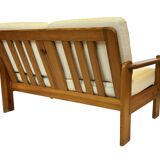 Canapé vintage deux places en pin des années 70 au design minimaliste