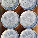6 assiettes plates vintage, Chardons