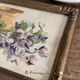 Peinture ancienne bouquet de fleurs, nature morte aquarelle violettes