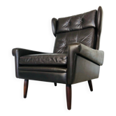 Vintage Danish mid-century Svend Skipper high back lounge chair 1965