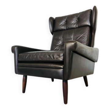 Vintage Danish mid-century Svend Skipper high back lounge chair 1965