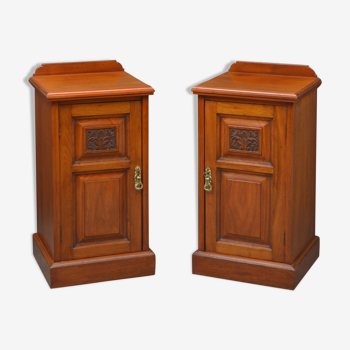 Pair of late victorian bedside cabinets in walnut
