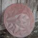 Vintage Art Deco ceiling light, bowl suspension with leaf patterns, pink.