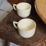 Set of 2 round coffee cups in ecru earthenware Digoin