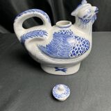 China, hen teapot, white and blue porcelain, 20th century