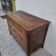 Louis XV style commode in solid walnut, 19th century rustic.