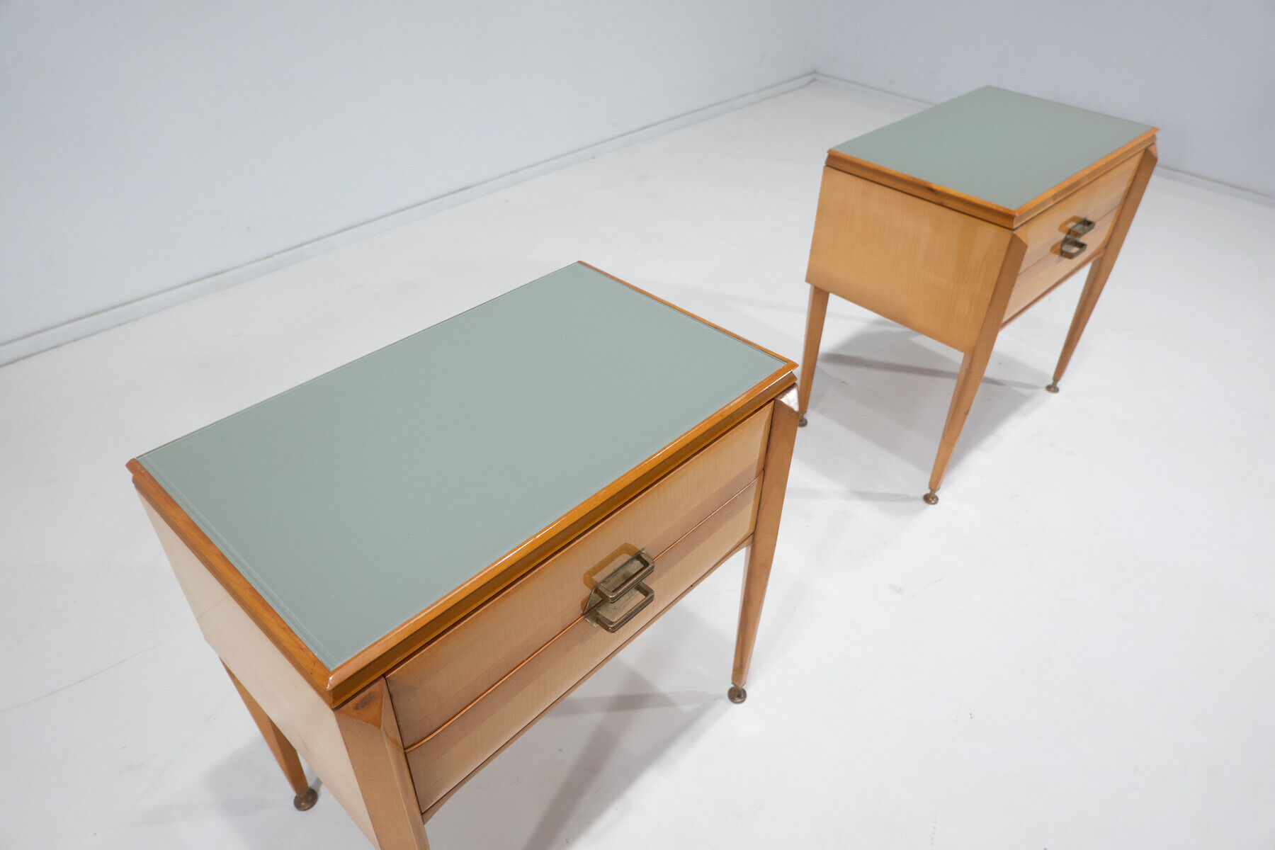 Mid-century modern pair of wooden nightstands, italy, 1960s