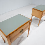 Mid-century modern pair of wooden nightstands, italy, 1960s