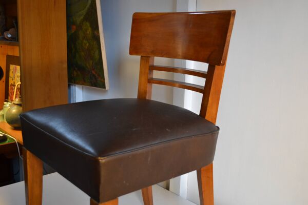 Chaise 1940, merisier et cuir