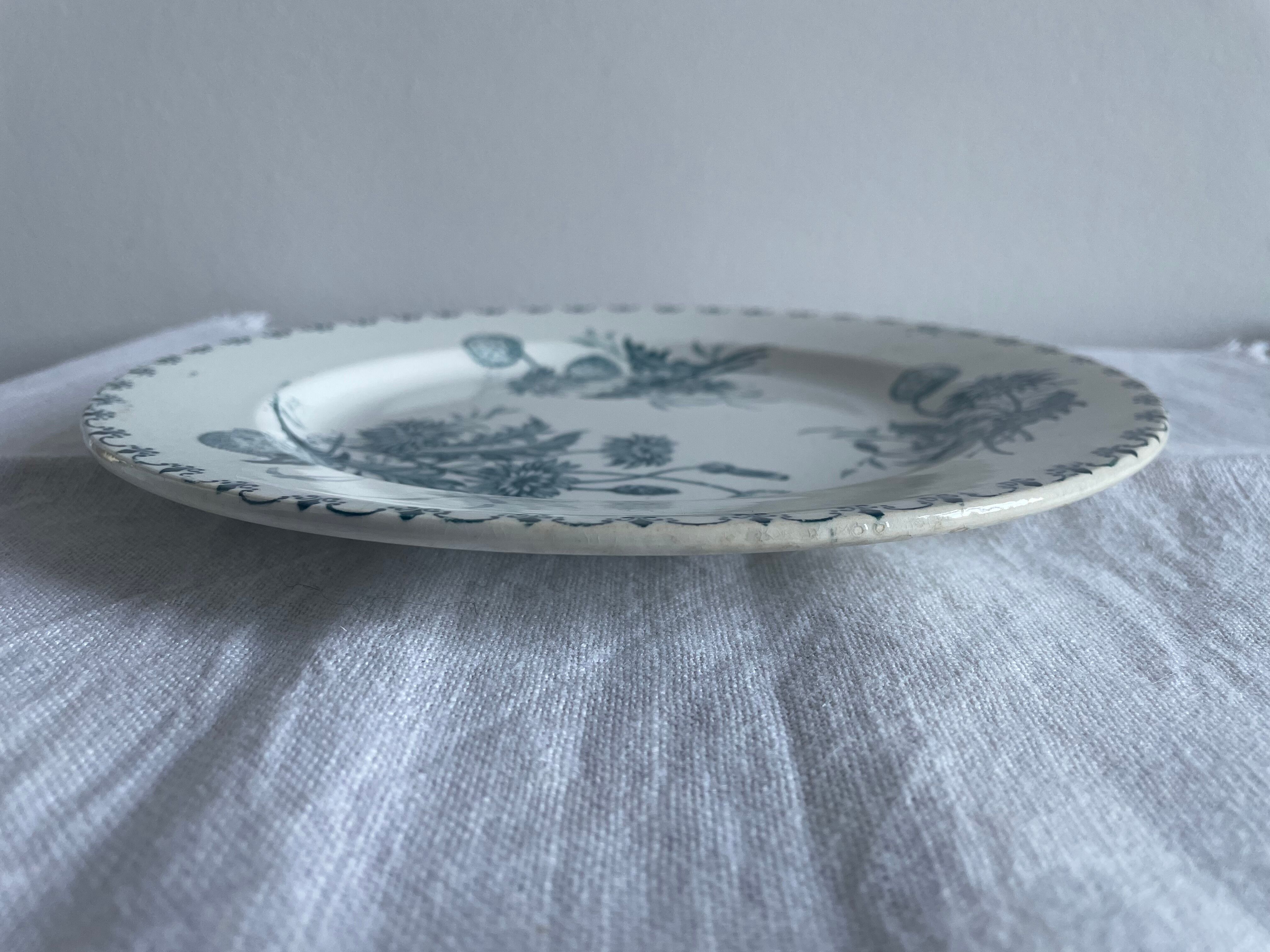 Set of 10 flat plates Terre de Fer XIXth, "Madrid"