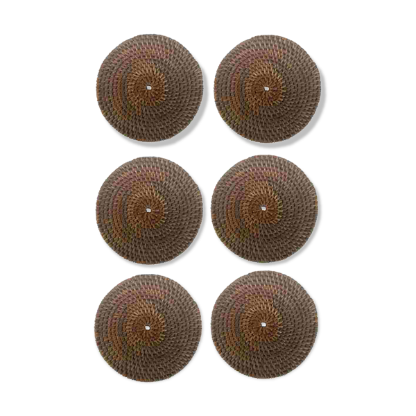 6 sous-verres en rotin tressé à la main – style ethnique naturel