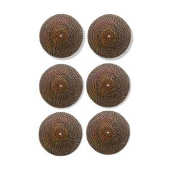 6 sous-verres en rotin tressé à la main – style ethnique naturel