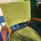 Set of 3 Art Deco bridge chairs in olive green velvet.