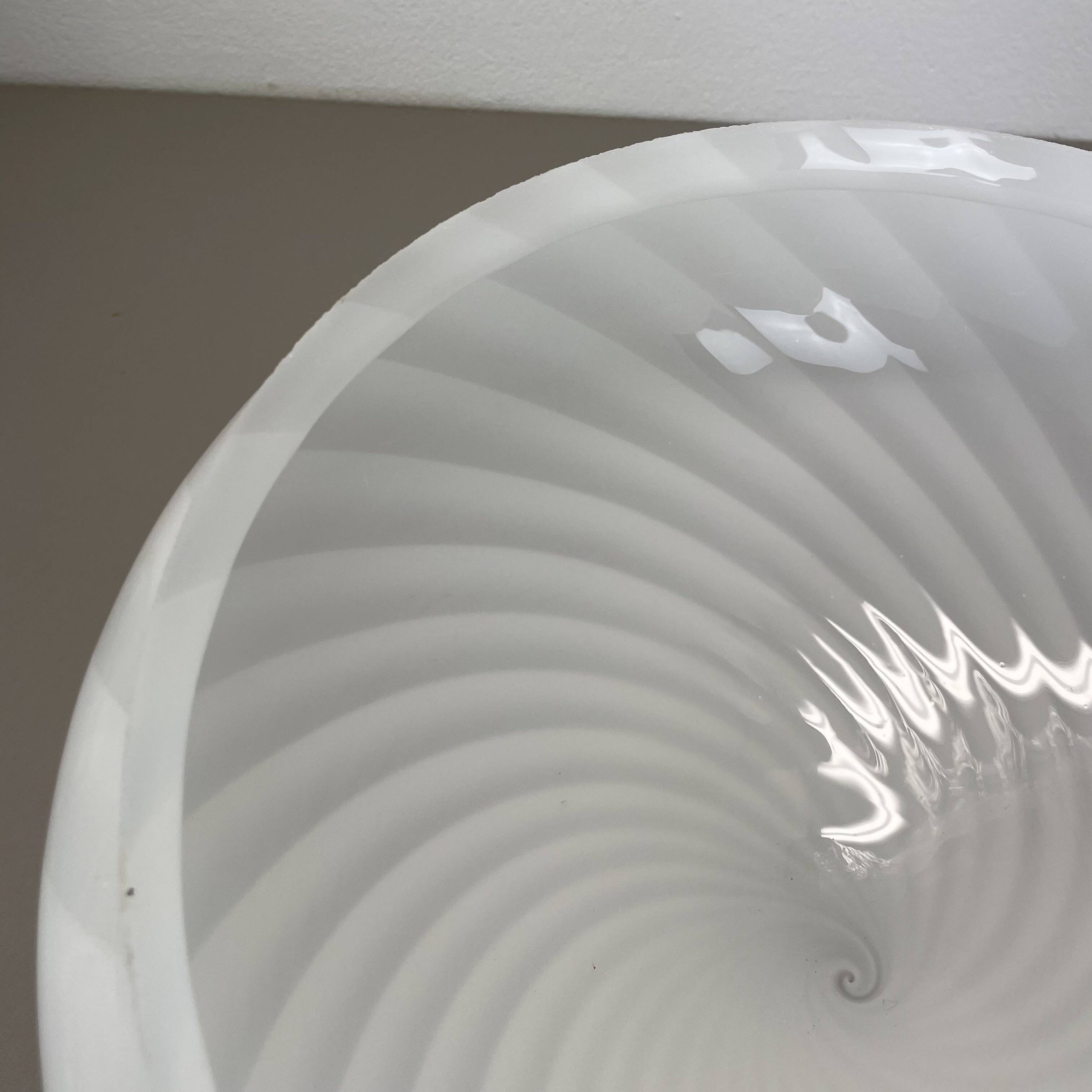 Large 38cm "swirl" murano glass ceiling wall light by vetri murano, italy, 1970s