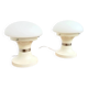 Paire de lampes champignon — Opaline blanche et métal laqué — Années 70