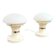 Paire de lampes champignon — Opaline blanche et métal laqué — Années 70