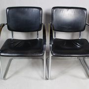 Set of 4 vintage tubular steel lounge chair