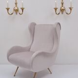 Pair brass wall lights sconces, twin arm, Neoclassical, 1950`s ca, English