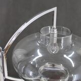 1970s Italian Chrome Plated and Glass Chandelier