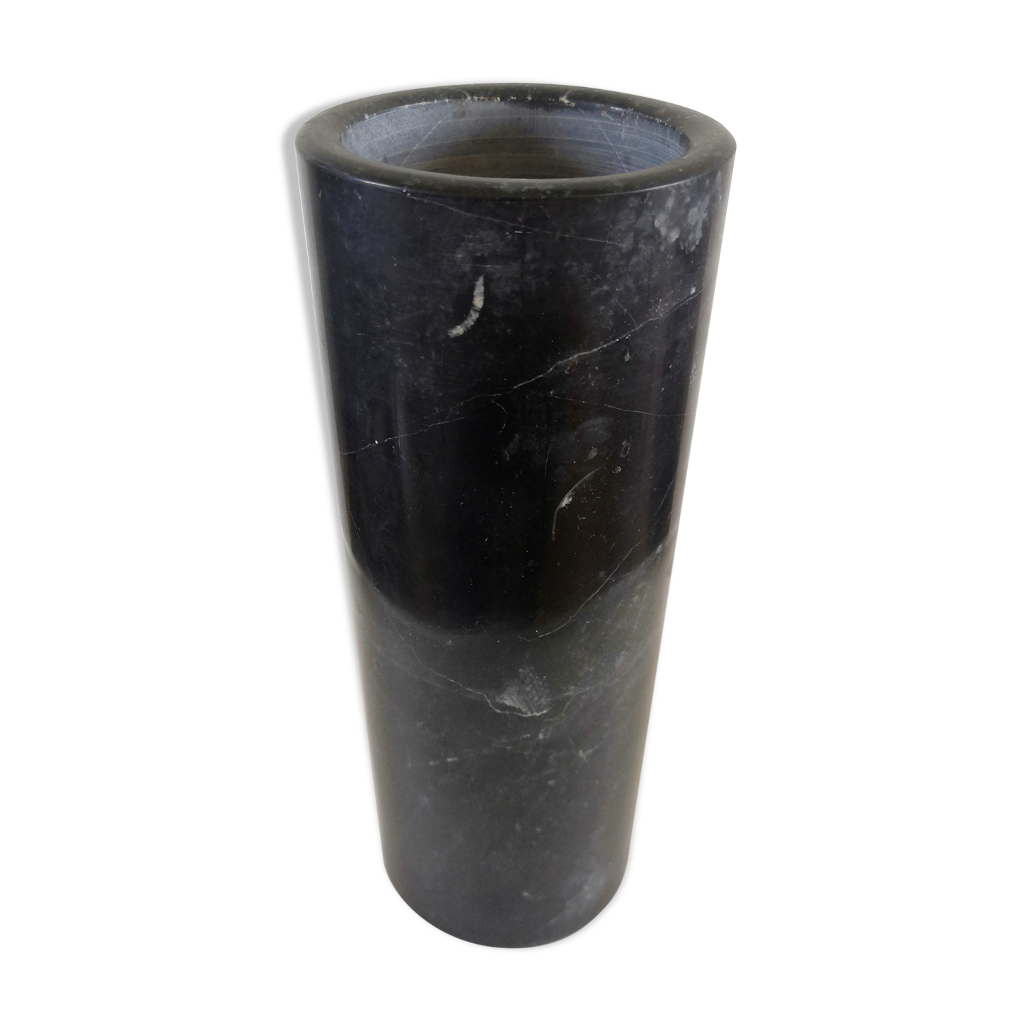 Cylindrical vase roll in black Carrara marble