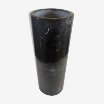Vase cylindrique rouleau en marbre noir de Carrare