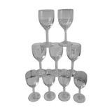 Lot of 9 wine glasses engraved in crystal