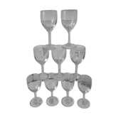 Lot de 9 verres à vin gravés en cristal
