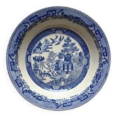 Hollow ironstone dish with blue Japanese decor