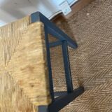 Vintage straw and wood stool