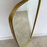 Old gilded brass mirror, 60s design rearview mirror, Schön-form vintage
