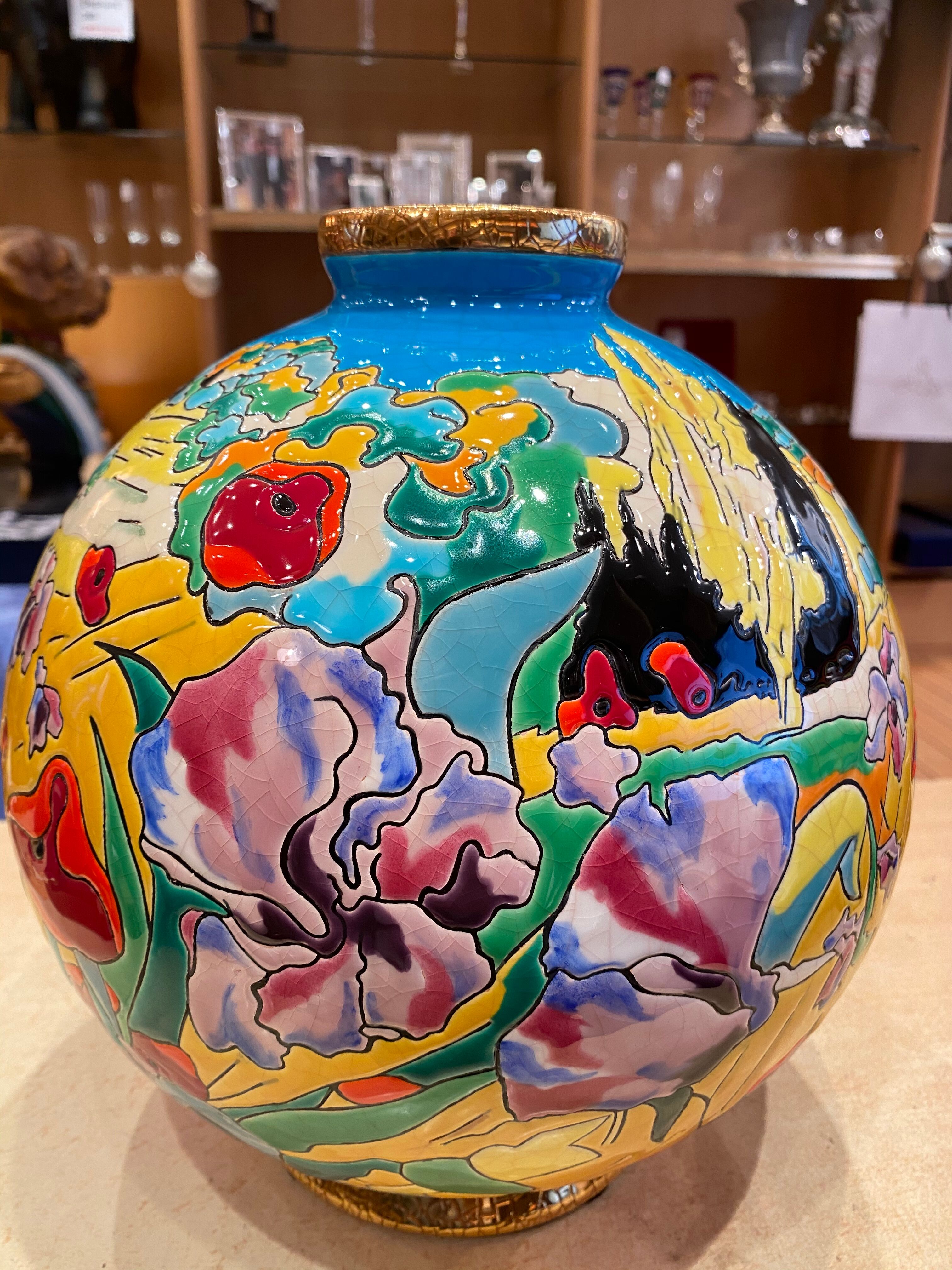 Vase boule Émaux de Longwy Selency