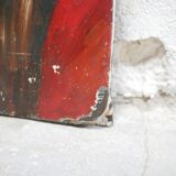 Tableau vintage, huile sur plaque émaillée