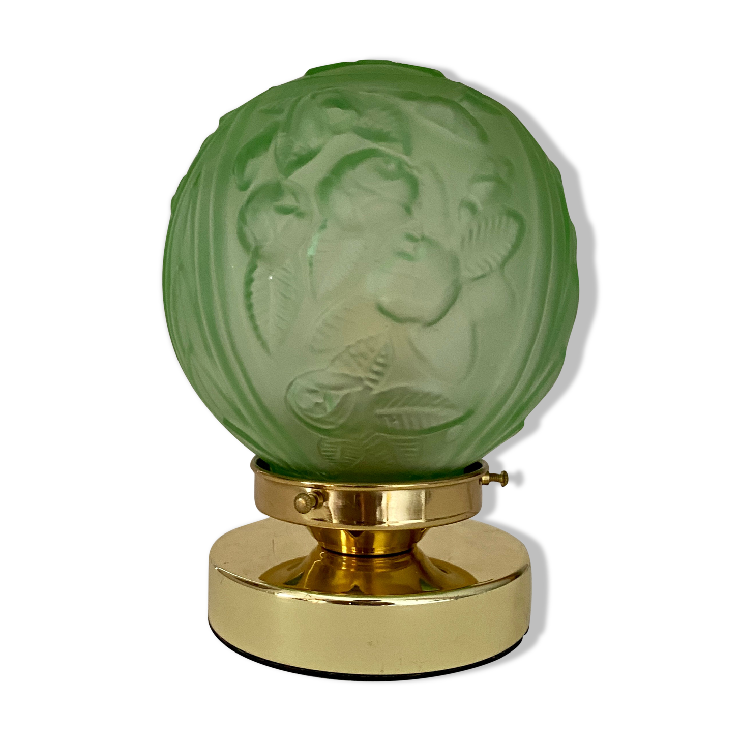 Lampe à poser globe art déco vintage en verre dépoli