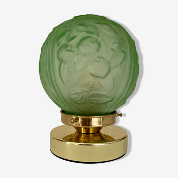 Lampe à poser globe art déco vintage en verre dépoli