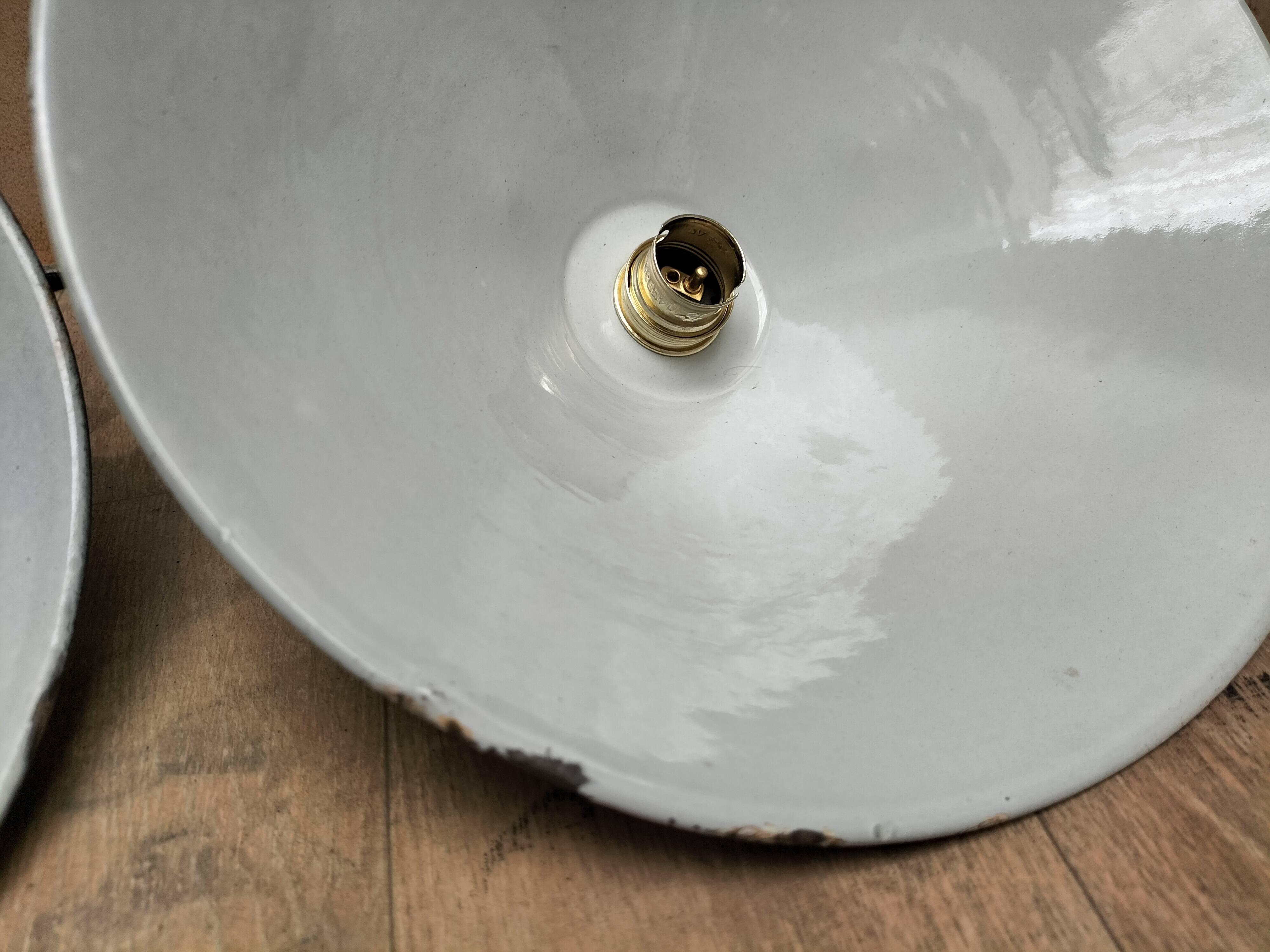 Enameled sheet metal cone pendants