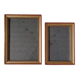 Pair of photo frames under glass, gilded wood
