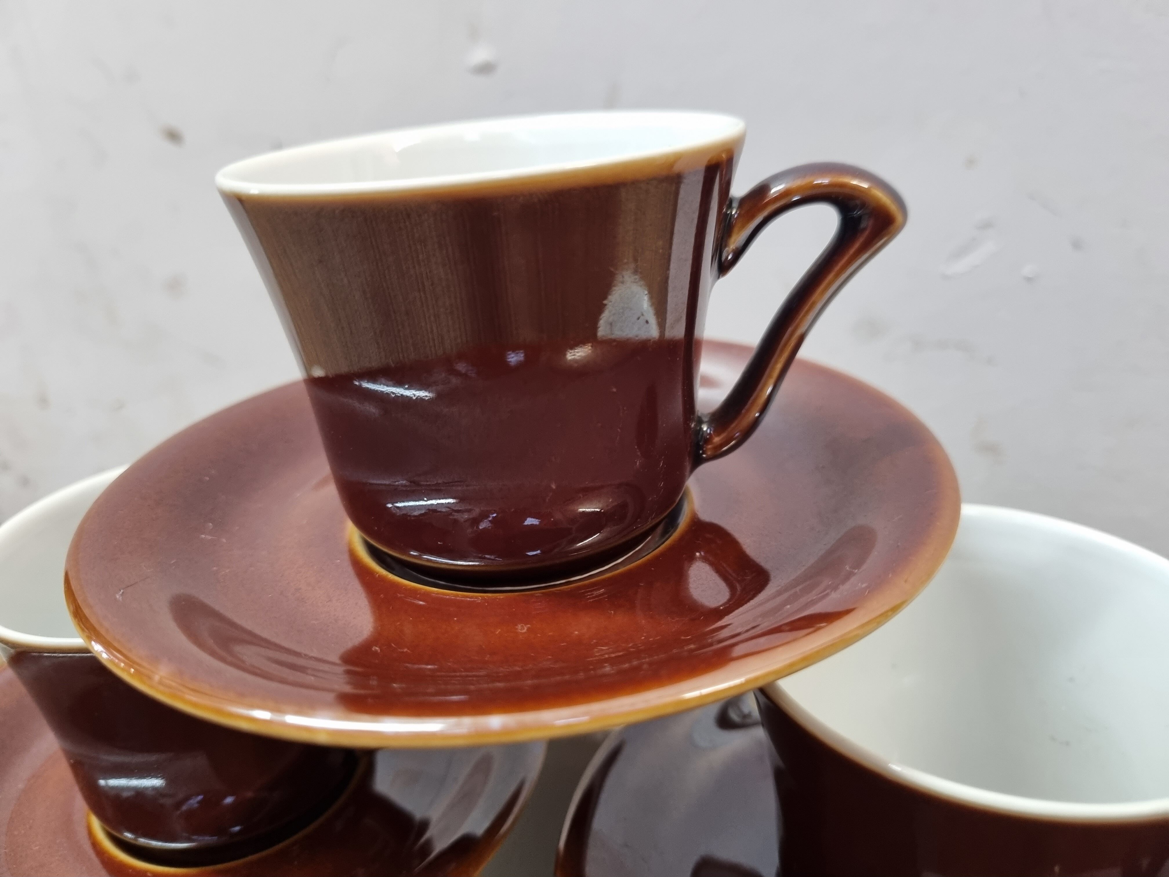 6 cups from 1940/50 enameled ceramic