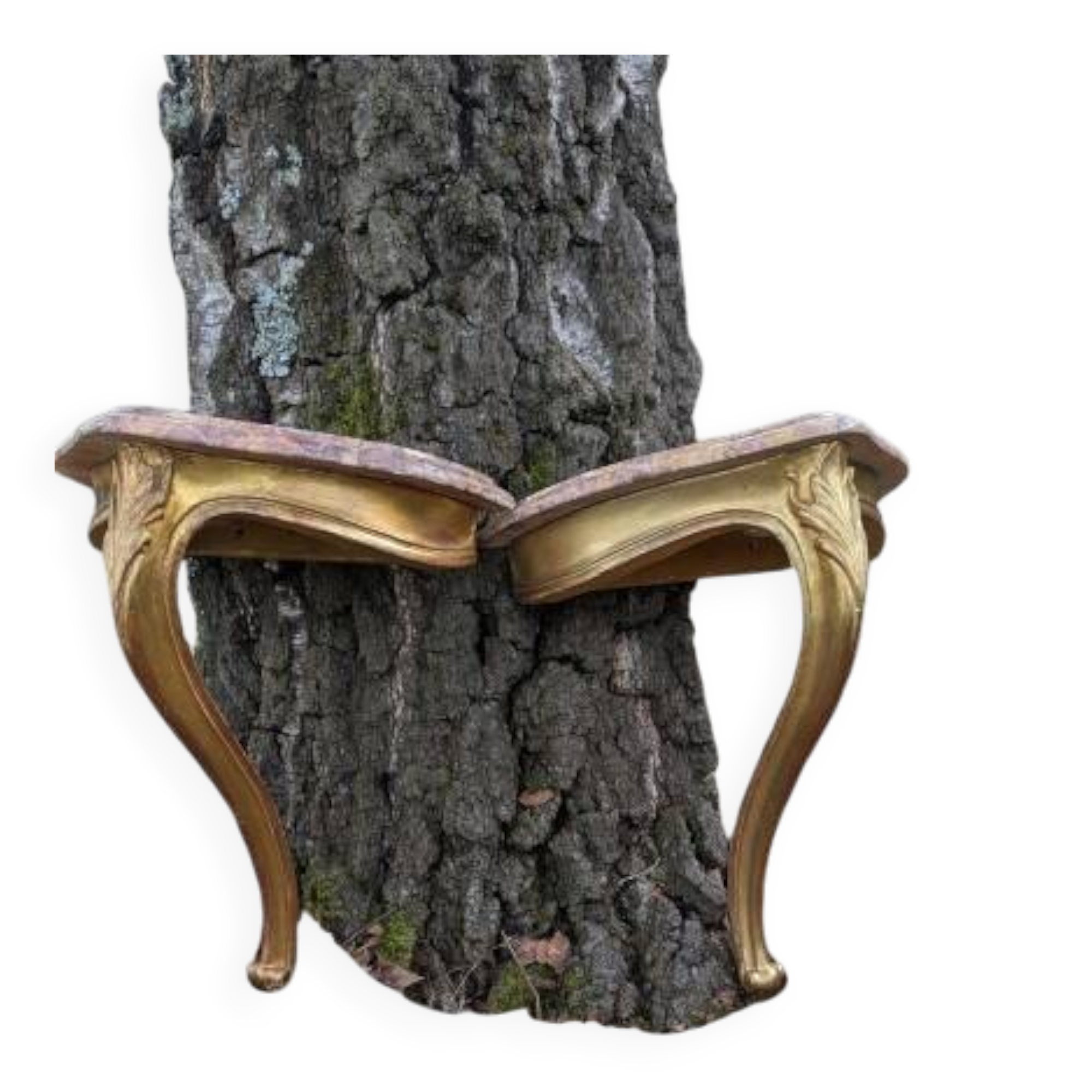 Consoles d'applique bois doré et marbre style Louis XV